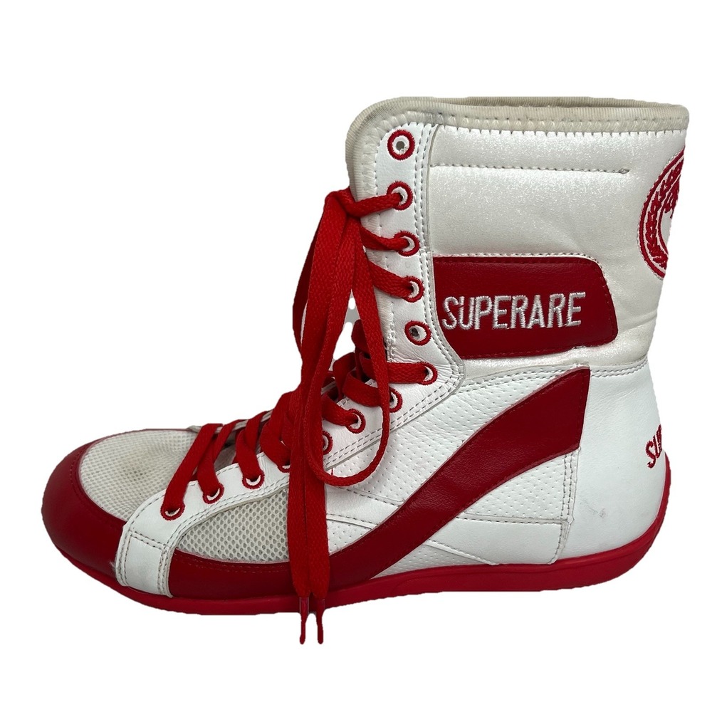 Superare 2011 Boxing Shoes Wide Toe Lightweight Men's 6.5 Red White Retro Skull